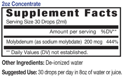 eidon ionic minerals molybdenum 60ml ingredients